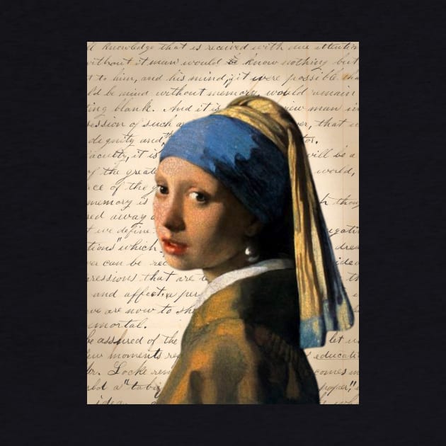 Pearl Earring Painting on Antique Letter Collage Famous Painting Series by missdebi27